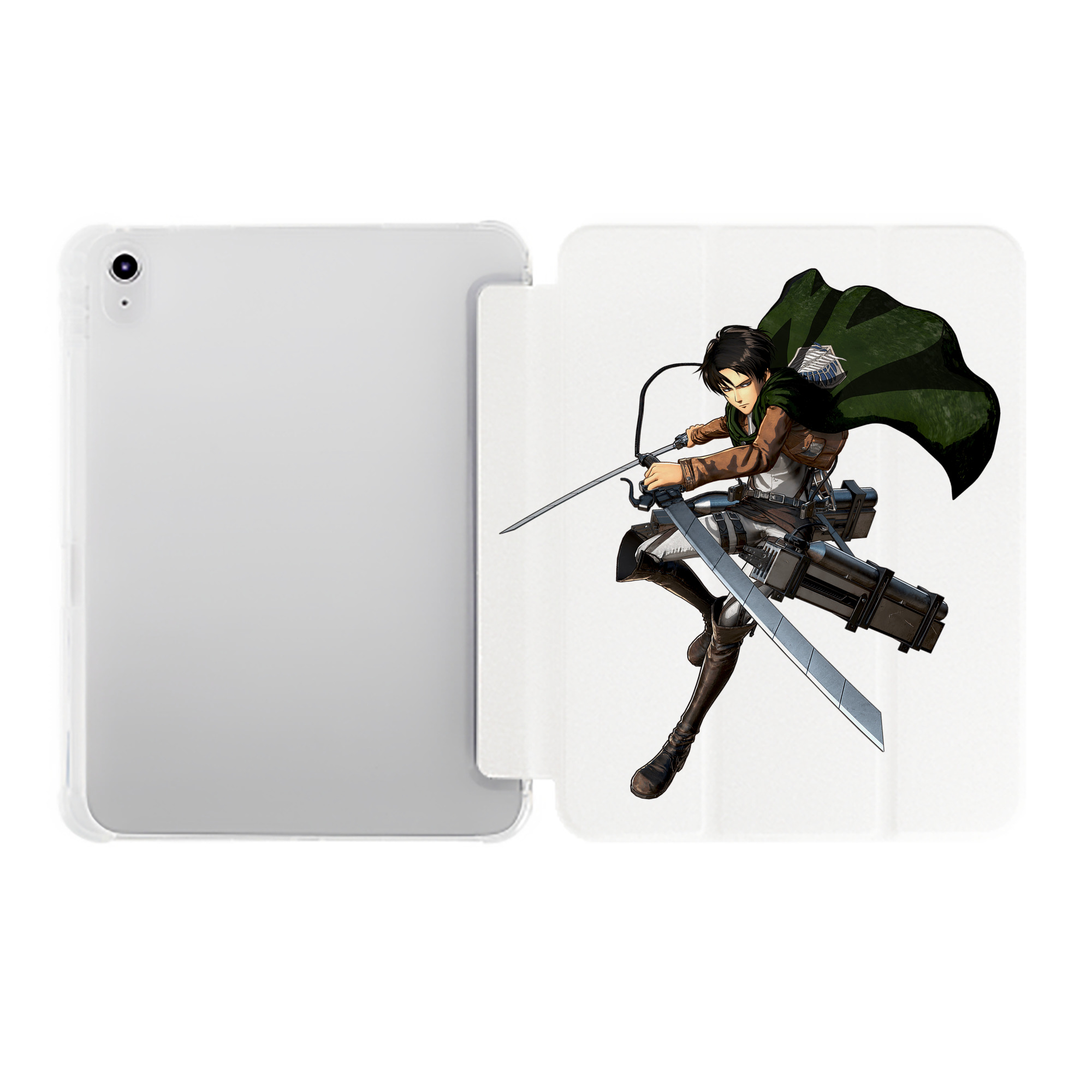 （画像用） 進撃の巨人 リヴァイ·アッカーマン Attack on Titan Levi Ackerman IPad ケース ペン収納付き 三つ折りスタンド PUレザー×シリコン 対応機種9.5/10.5/10.9インチ